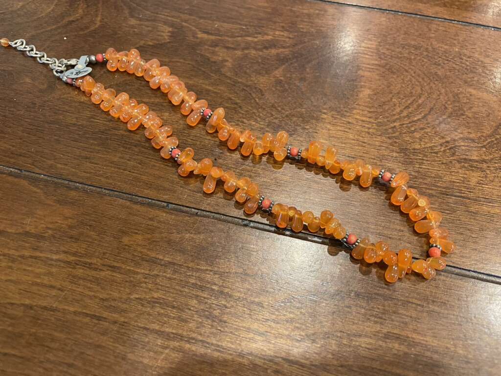 New Short Orange Beaded Necklace