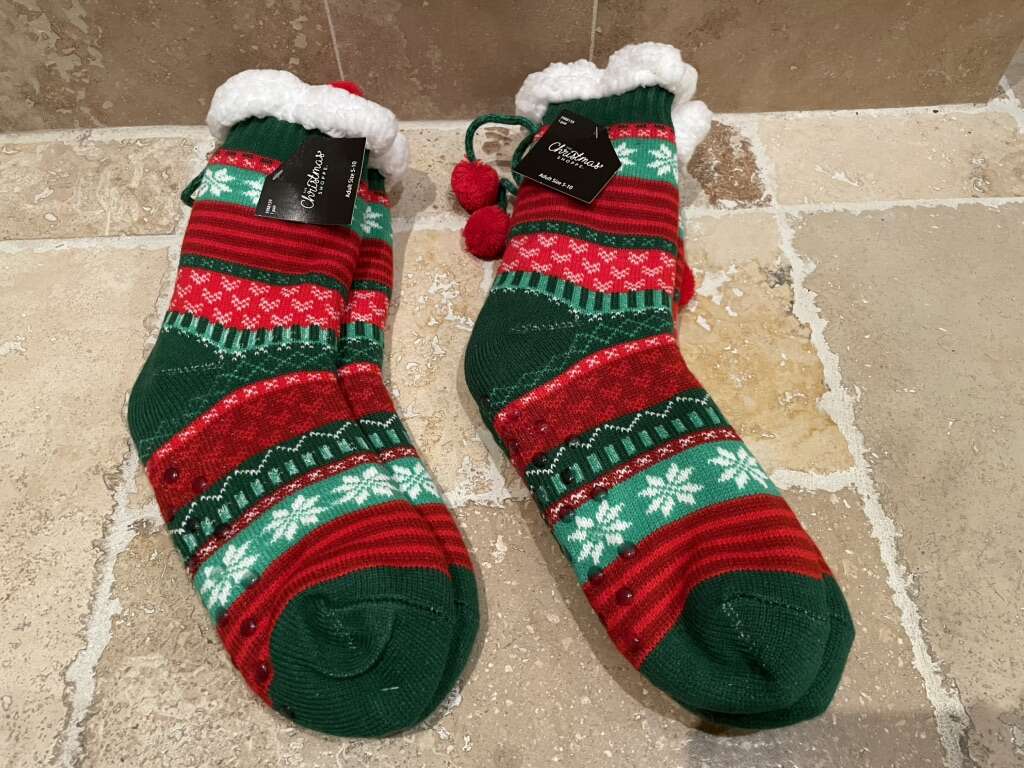 2 New Pairs Of Christmas Slipper Socks