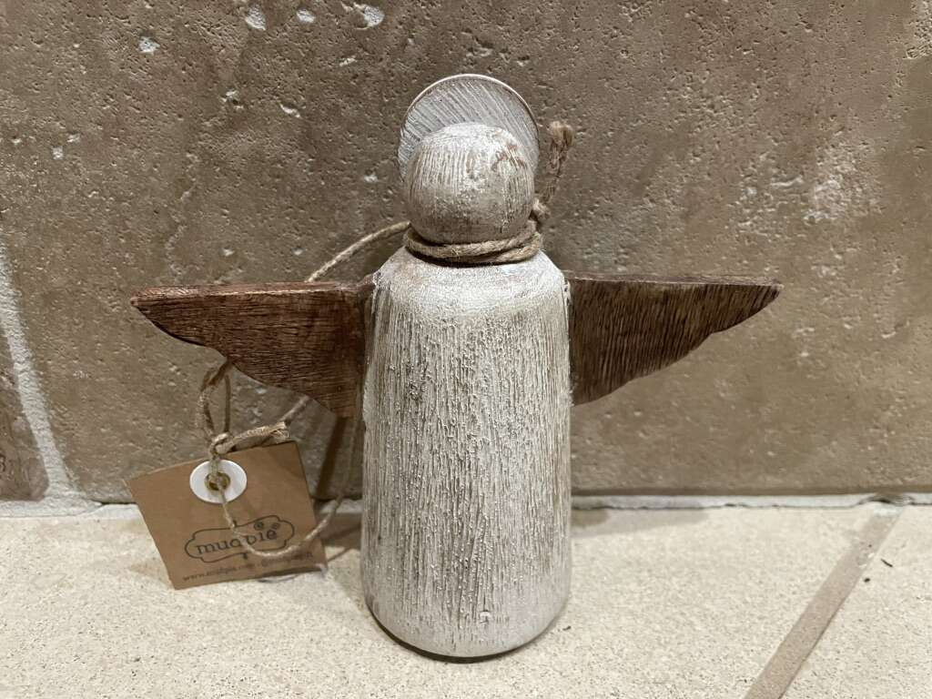 New Multi-Wood Angel Ornament By Mud Pie