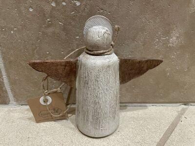 New Multi-Wood Angel Ornament By Mud Pie