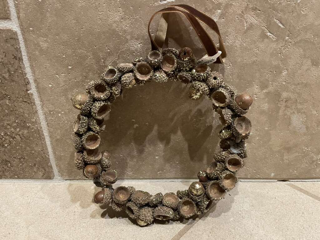 Small Acorn Wreath W/ Gold Glitter