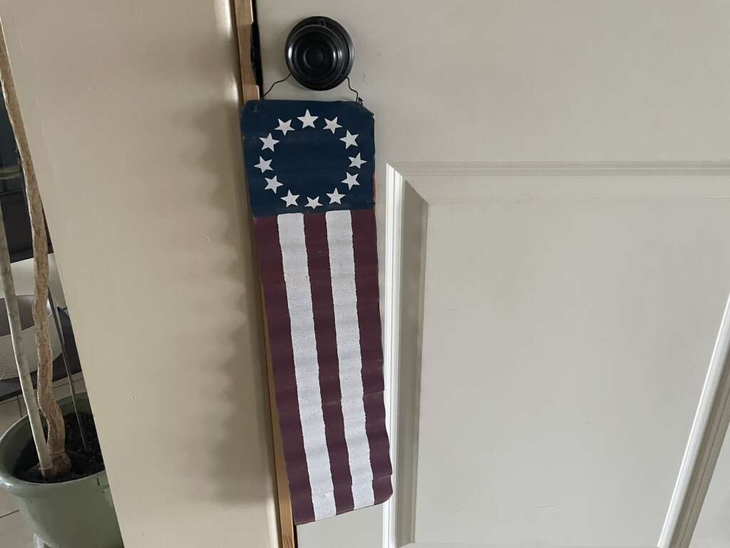 Hanging Wavy Metal Vintage Look Flag - 3 Available