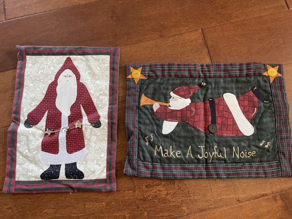 Fabric Santa Wall Hangings - Take 1 Or Both