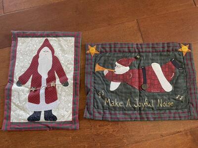 Fabric Santa Wall Hangings - Take 1 Or Both