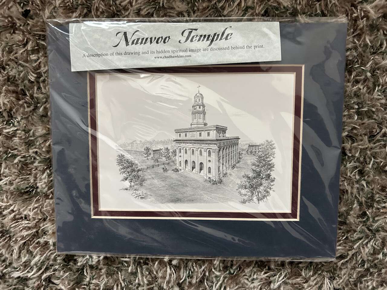 Picture - Nauvoo Temple Drawing/Double matted by Chad Hawkins (8 In x 10 In)