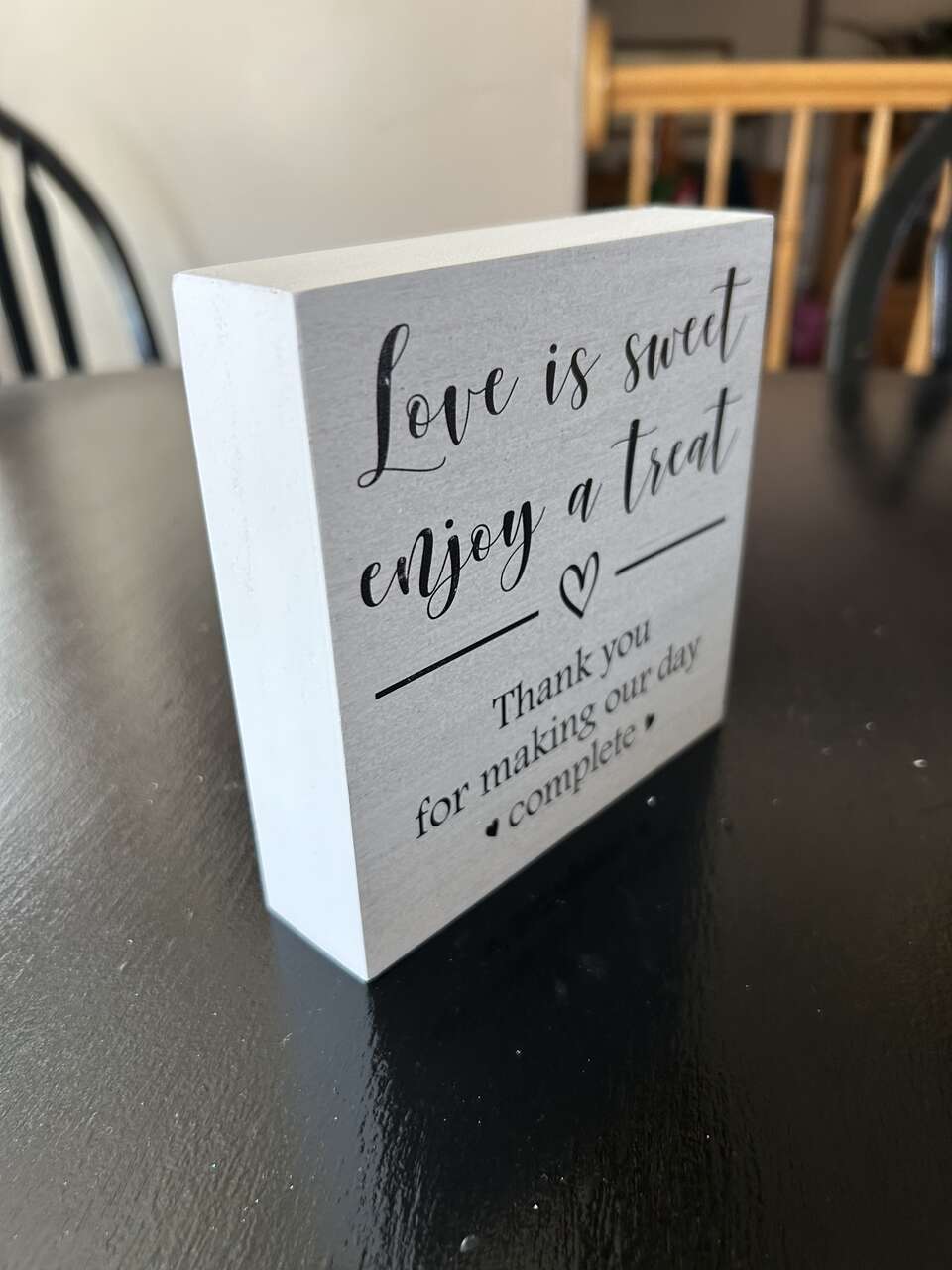 Wooden Box Sign - Love is Sweet Enjoy a Treat  - 5 x 5 Inches