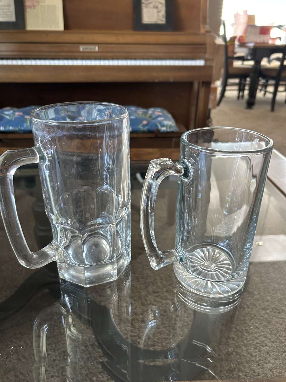 2 Large Glass Mugs (7 In & 8 In)
