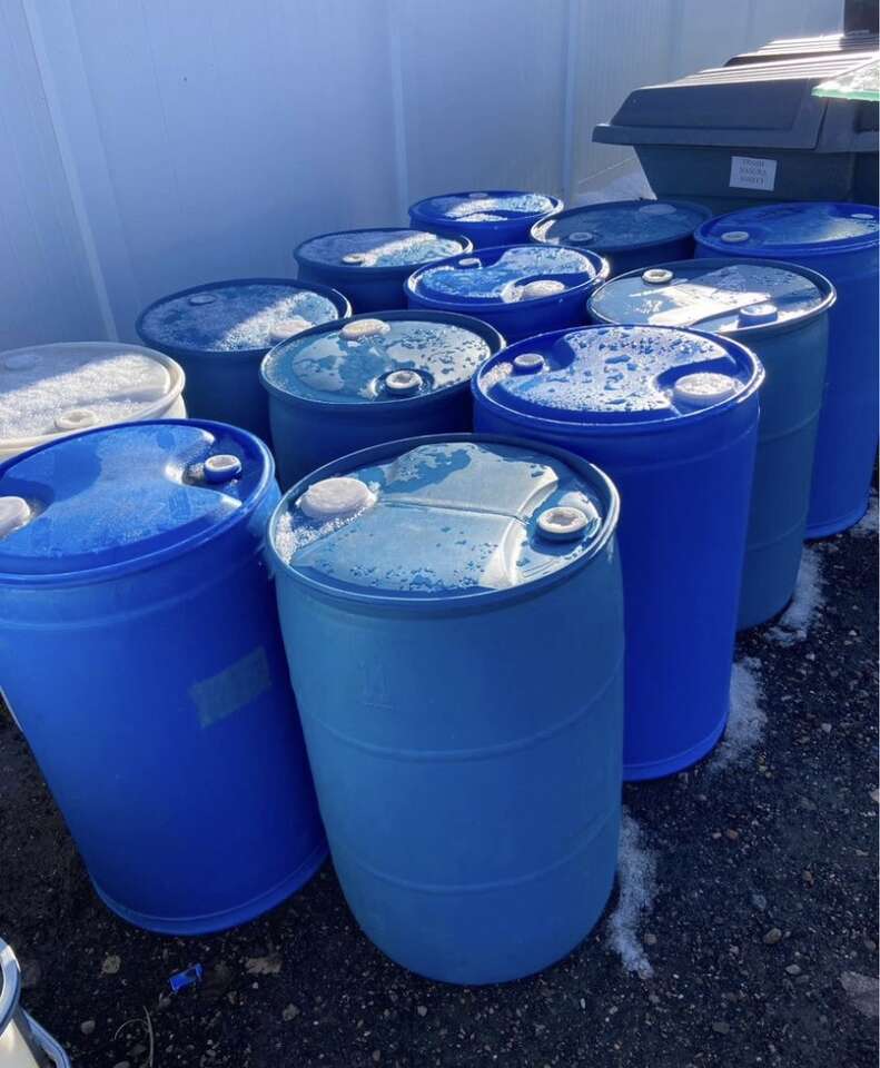 Plastic 55 Gallon Storage Drum Barrels Blue-white