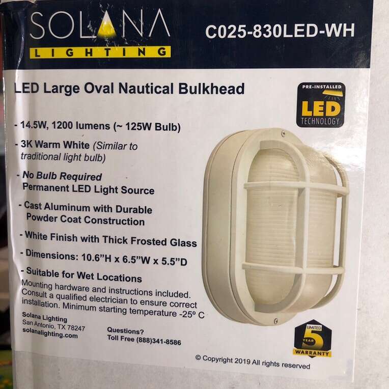 Solana LED Large Oval Nautical Bulkhead