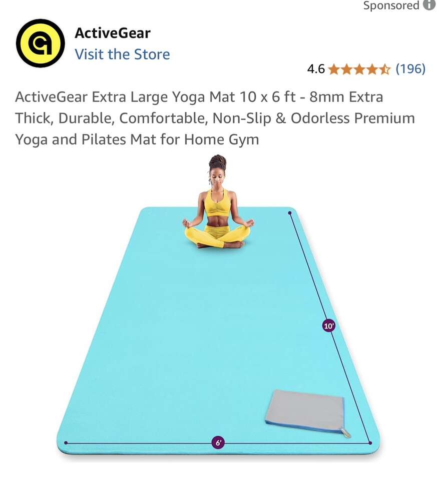 Active Gear Extra Large Premium Yoga Mat 8x6 Ft