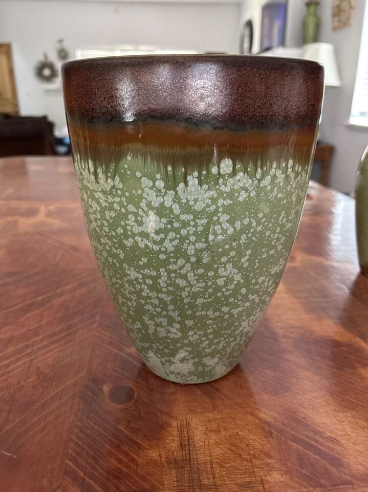 OVAL GREEN CERAMIC VASE