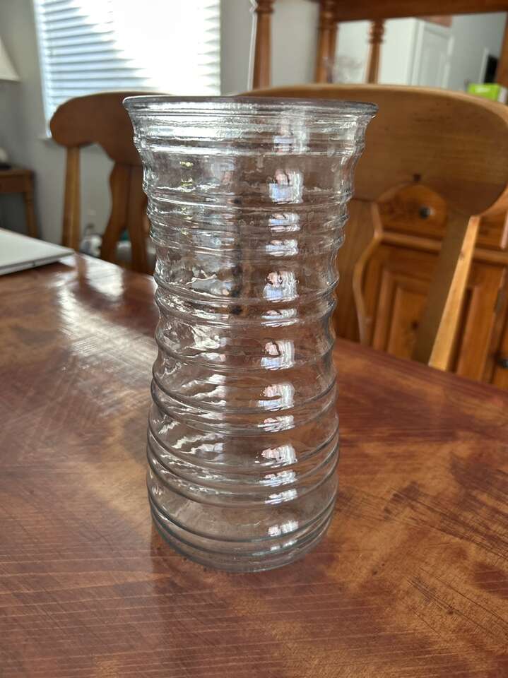 Tall Clear Glass Ribbed Vase
