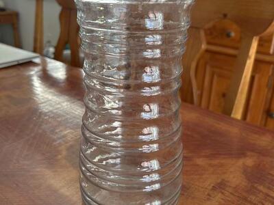 Tall Clear Glass Ribbed Vase