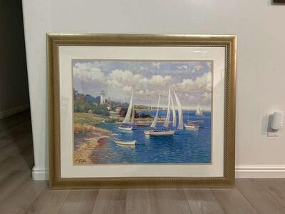 MingFeng Lighthouse Point Limited Print Gold Frame