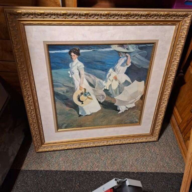 Walk on the beach painting.