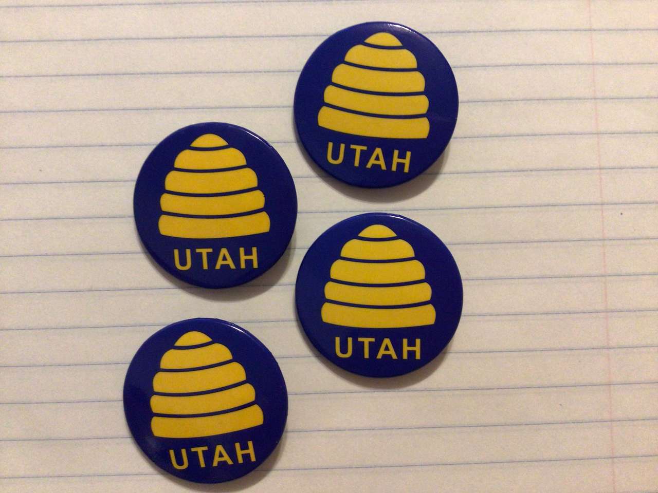 4–UTAH pins buttons badges beehive pinback round metal 1.25” NEW