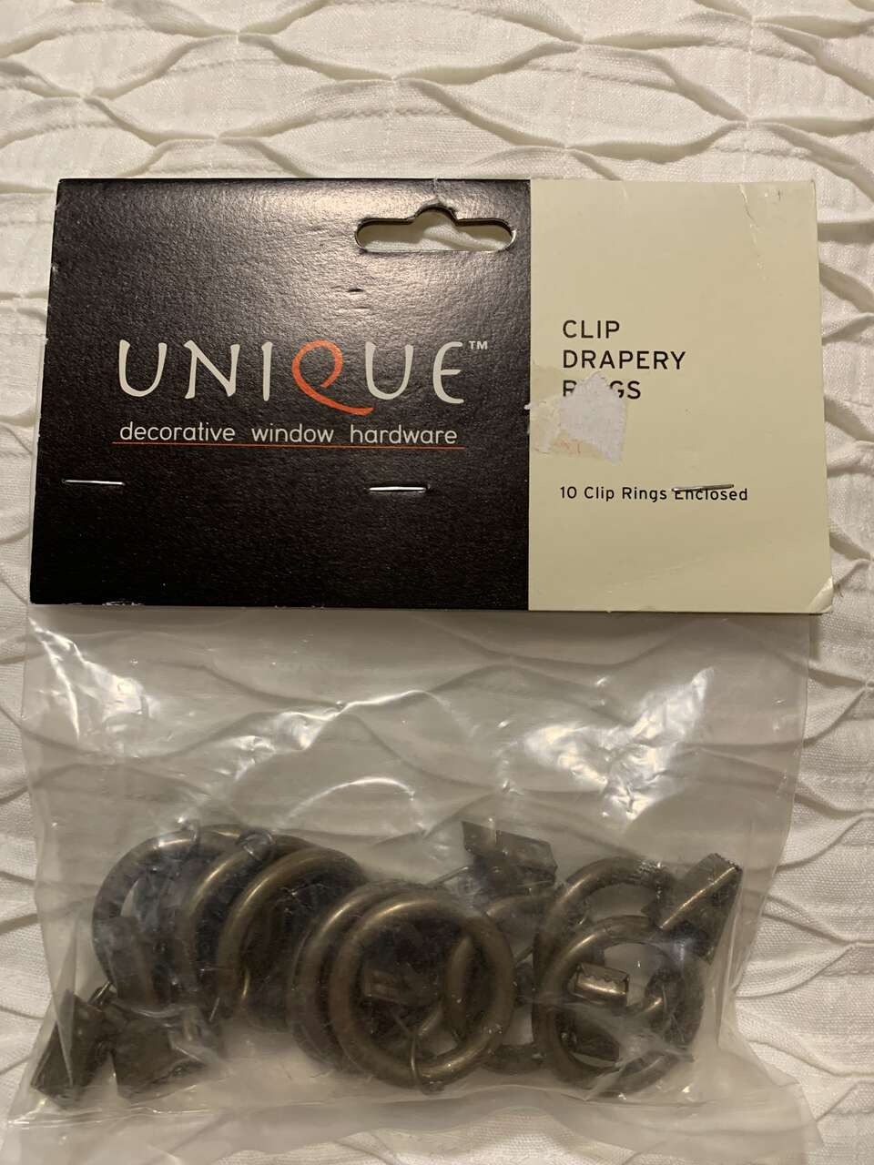 Curtain rings and clips 10 old gold or 9 black