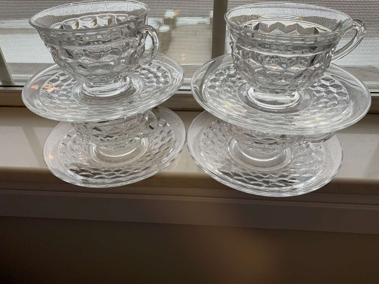 FOSTORIA AMERICAN cup and saucer sets