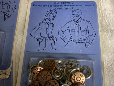 Various styles of snap fasteners, Dritz SCOVILL new packages
