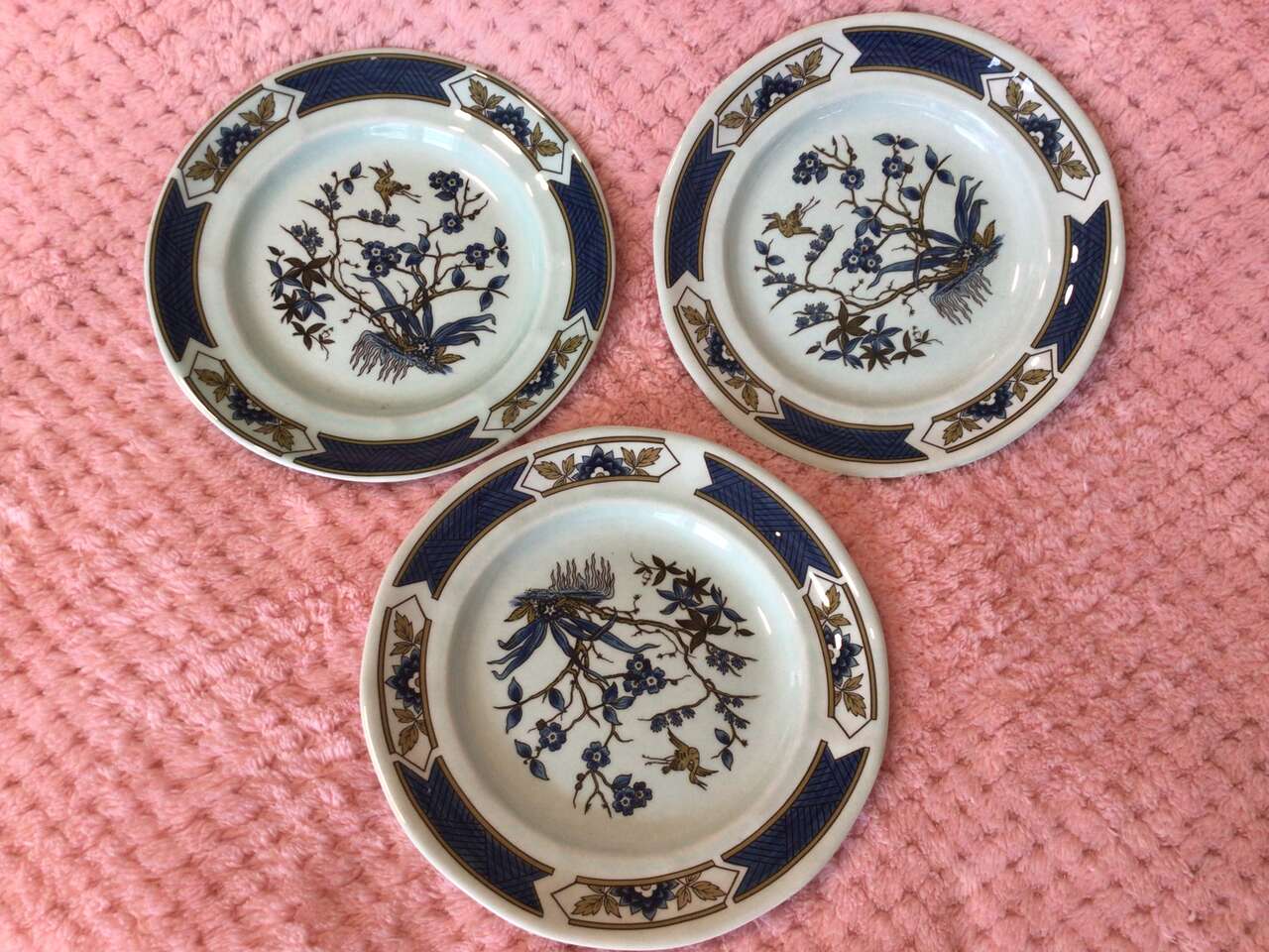 ADAMS Ming Toi (3) bread/butter plates Calyx Ware Wedgwood Group Ironstone