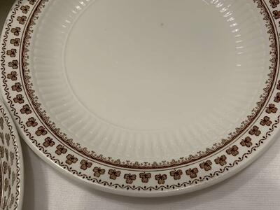 ADAMS Sharon English Ironstone plates 3 NICE! Brown shamrocks