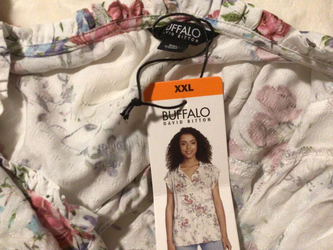 Womens blouse top shirt NWT white floral XXL