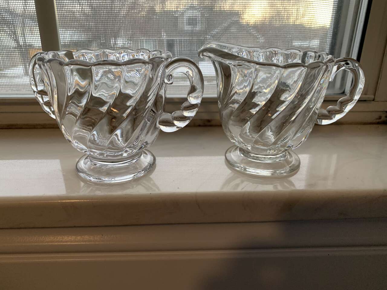 Fostoria Colony Creamer and Sugar set, 2 available, beautiful clear glass