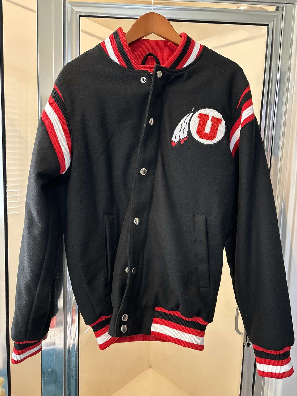 Utah Utes Black Varsity Jacket, Adult size small