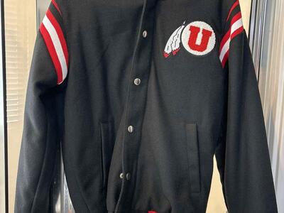 Utah Utes Black Varsity Jacket, Adult size small