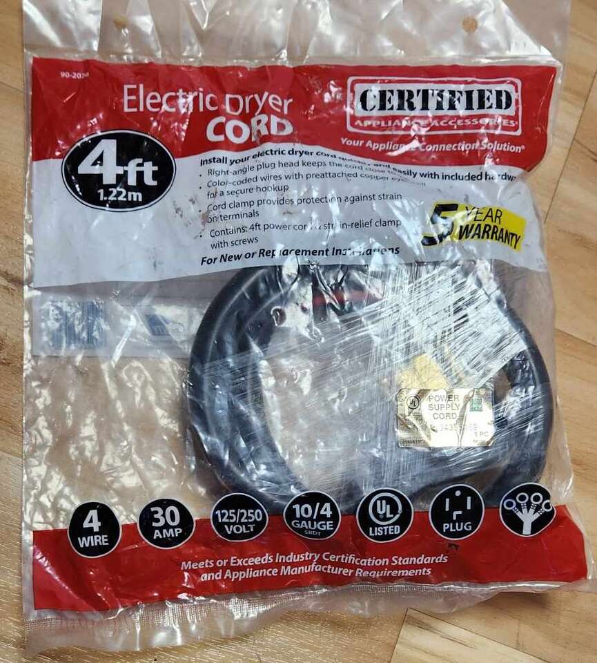 Certified Appliance Accessories® 4-Wire Eyelet 30-Amp Dryer Cord