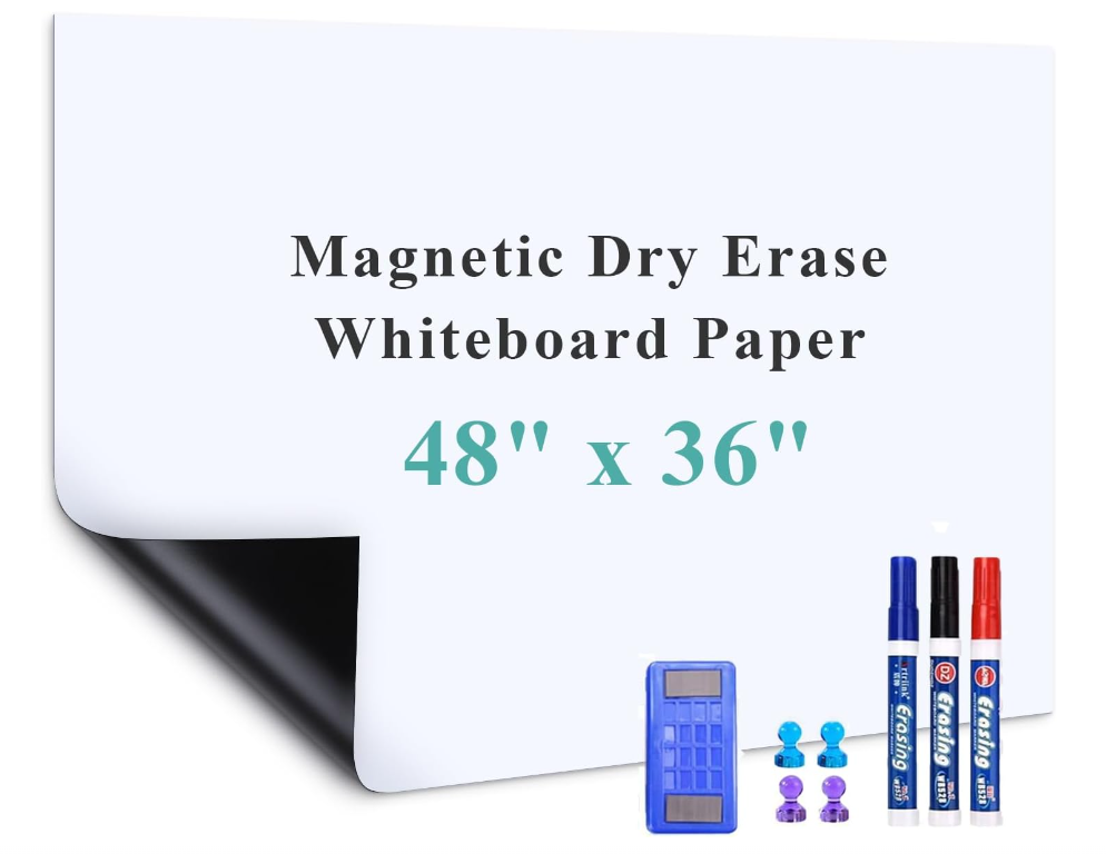 Magnetic Dry Erase Whiteboard Paper, 48 inches x 36 inches