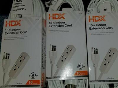HDX Power Extension Cord, 15-ft, Each