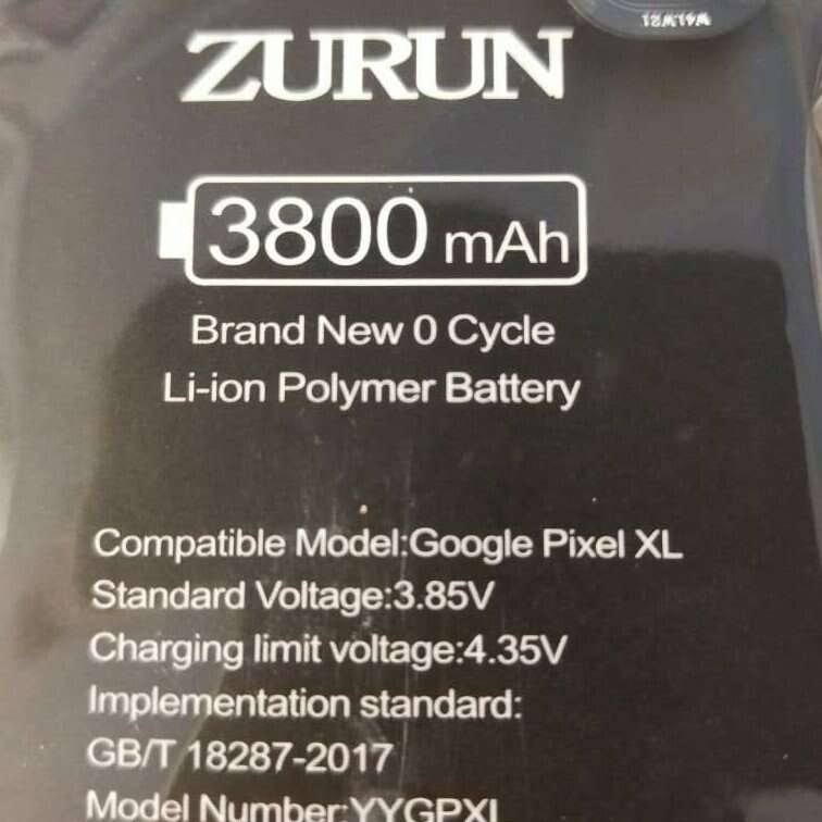 ZURUN Cell Phone Battery, 3800 mAh, (Google Pixel XL)