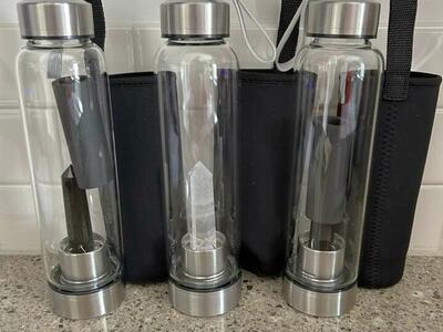 *New* Water Bottle Black Glass Crystal