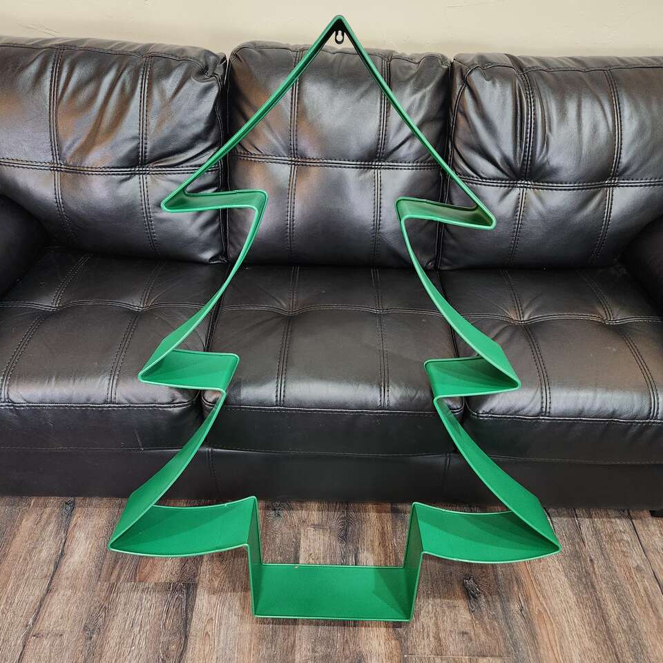 48" Green Metal Christmas Tree Cookie Cutter Tall Giant Large Wall Decor Holiday