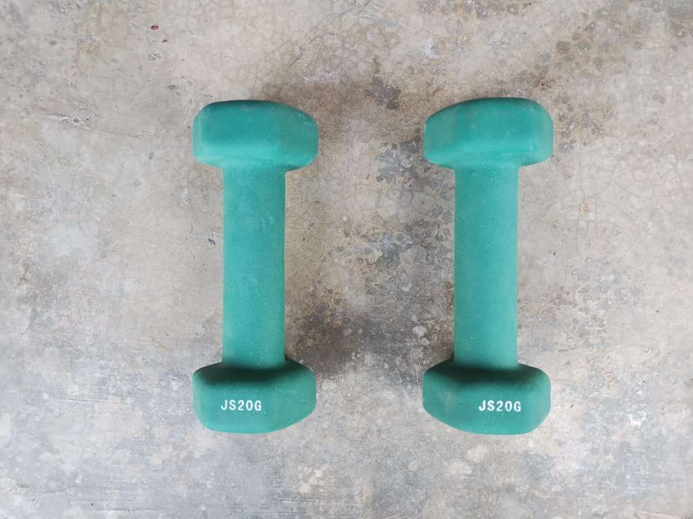 Pair of Bolinger Rubber Coated 3 lb Dumbells