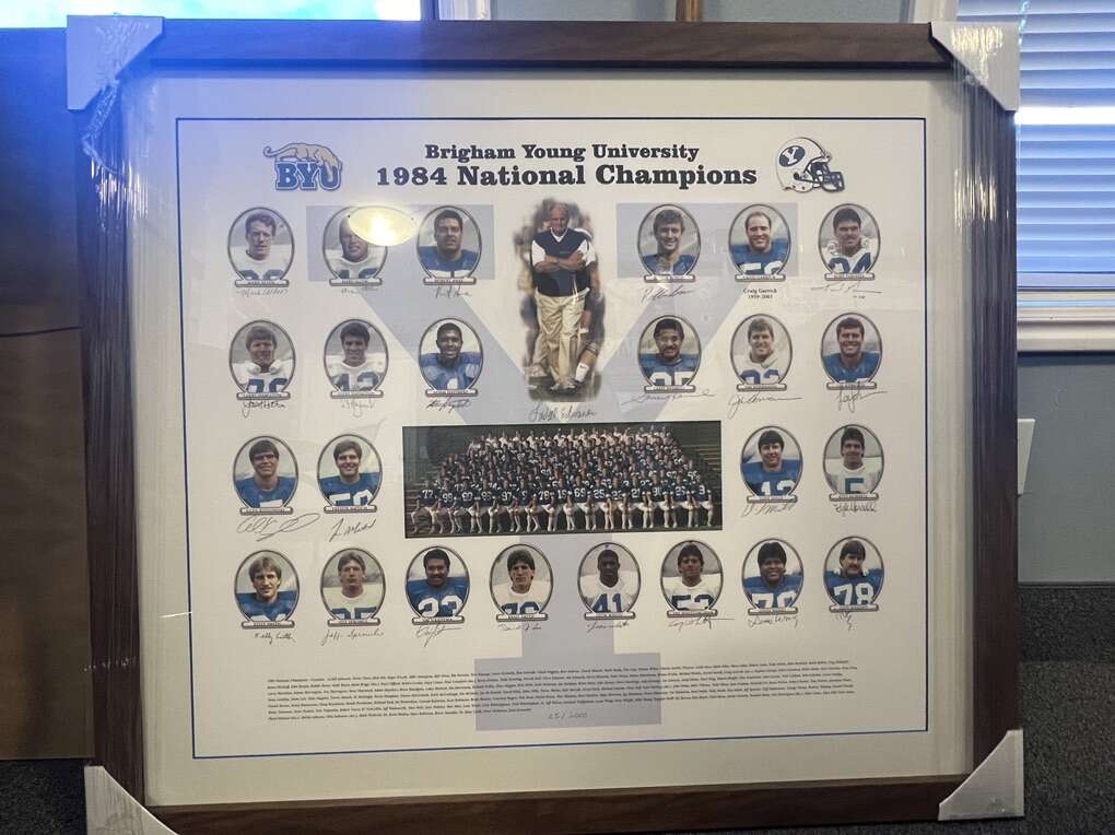 BYU 1984 Champions Autographed Framed Poster