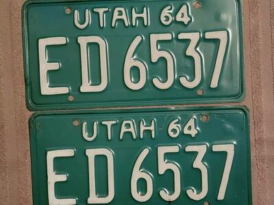 Pair of 1964 Utah license plates