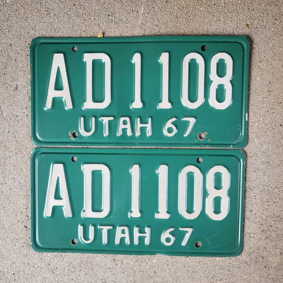Pair of 1967 Utah license plates