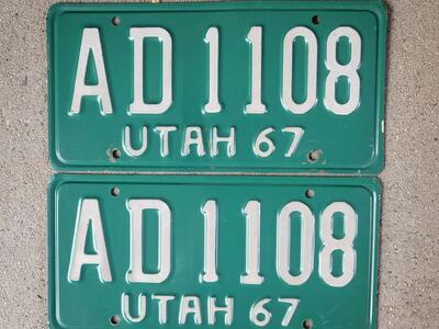 Pair of 1967 Utah license plates