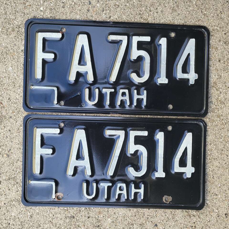 Pair of Utah license plates 1968 to 1972