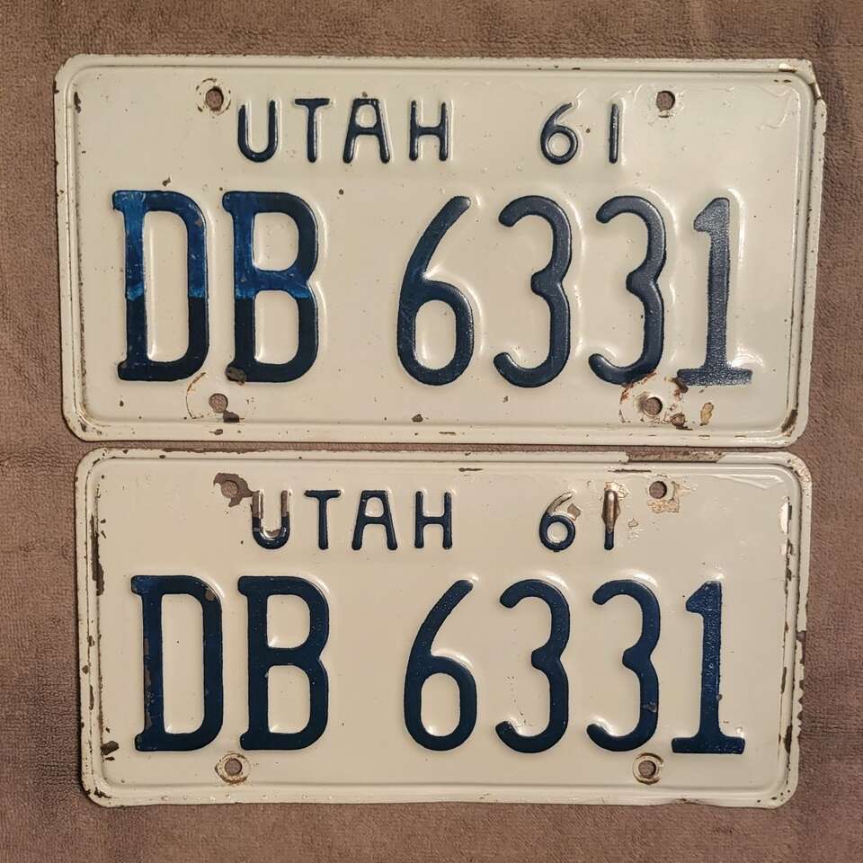Pair of 1961 Utah license plates