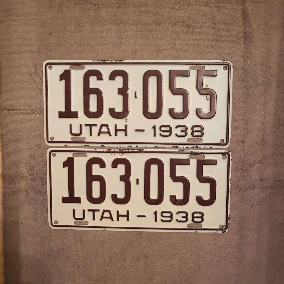 Pair of 1938 Utah license plates