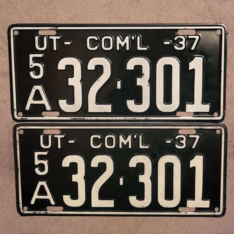 Pair of 1937 Utah commercial license plates