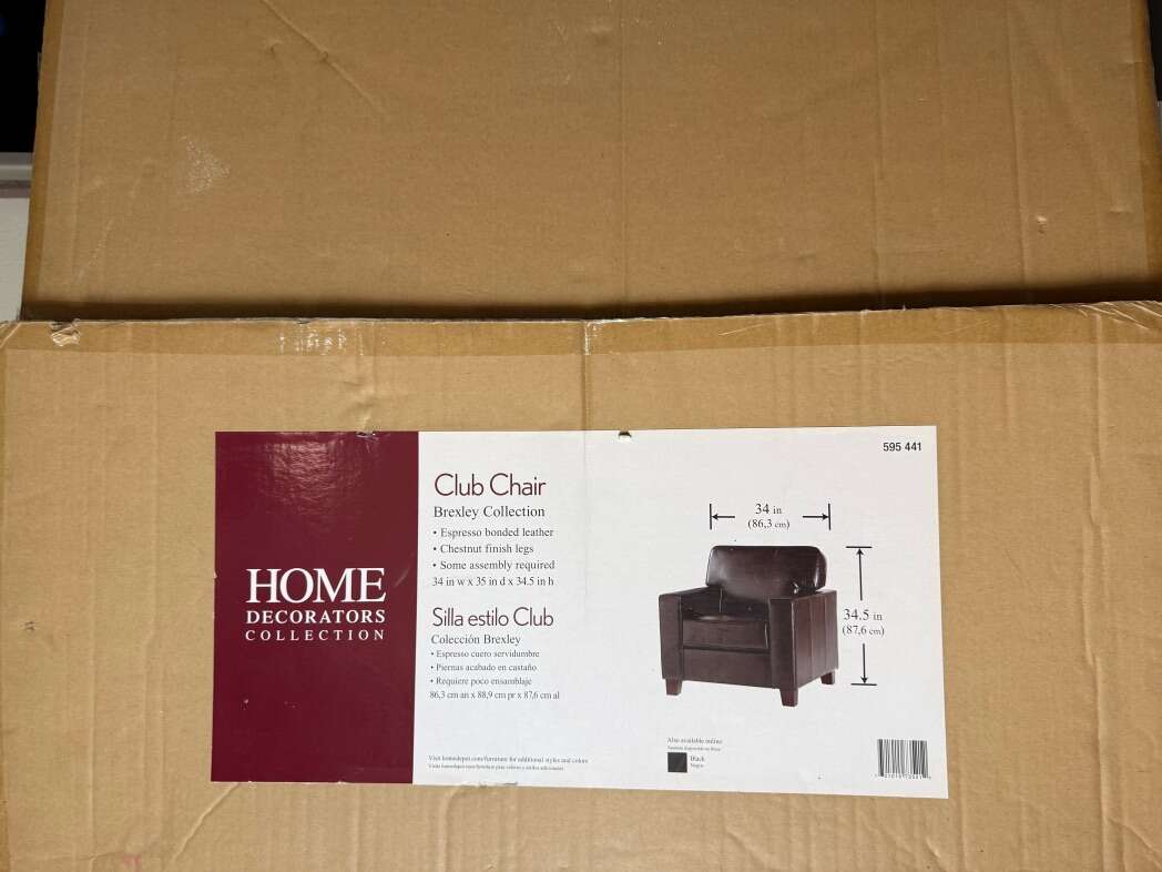 Home Decorators Club Chair. Espresso Bonded Leathe