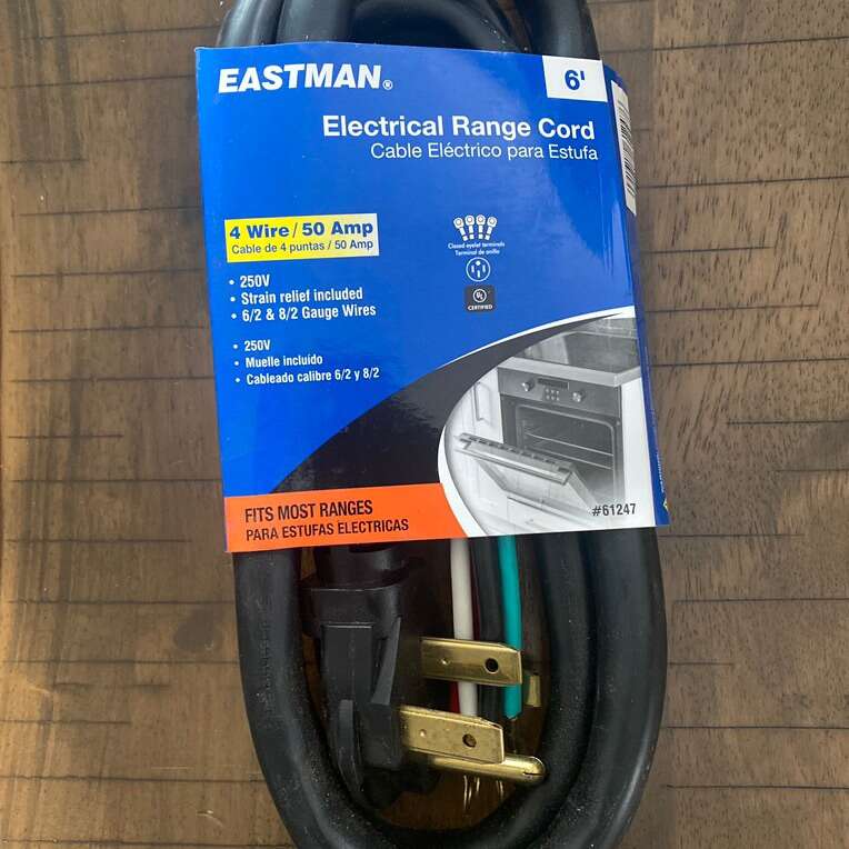 Eastman Electrical Range Cord 6’ , 4 Wire 50Amp