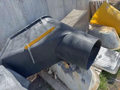 Bil-Jax trash chute and hopper with outrigger