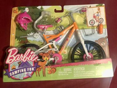 Mattel Barbie Camping Fun Helmet Accessories and Mountain Bike Bicycle Play Set