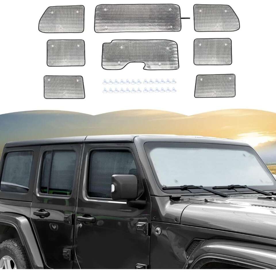 Jeep Wrangler Windshield and Side Window Sunshades