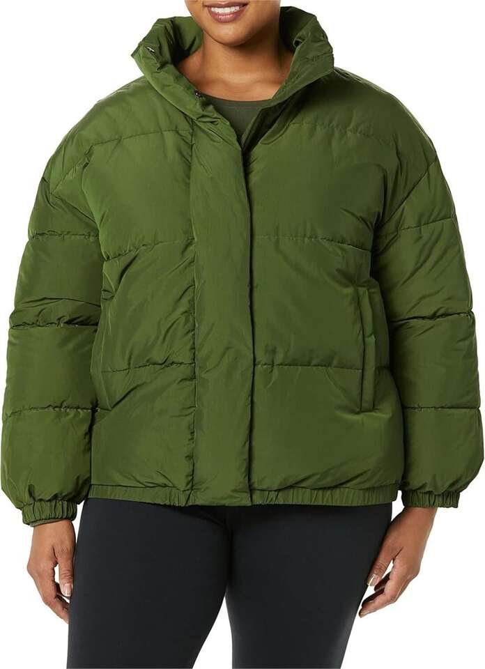 Puffer Jacket Women's Relaxed Fit Mock-Neck